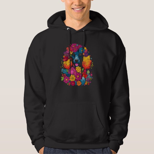Cute Poodle Flower Bouquet Hoodie (Framsida)