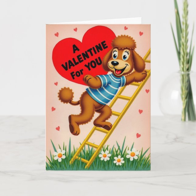 Cute Poodle Valentine Love Card Kort (Framsida)