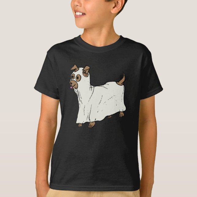 Cute pooky lille halloween-spökvalpen hund t shirt (Framsida)