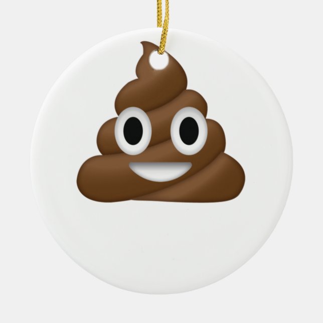 Cute Poop Emoji Julgransprydnad Keramik (Framsidan)