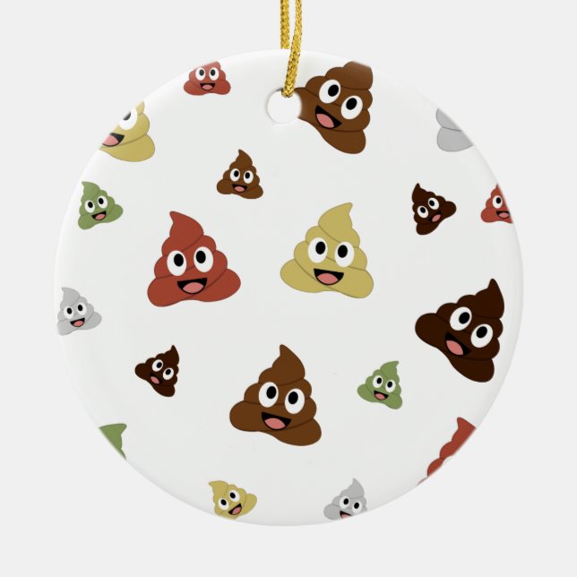 Cute Poop emoji, konstiga presentidéer Julgransprydnad Keramik (Framsidan)