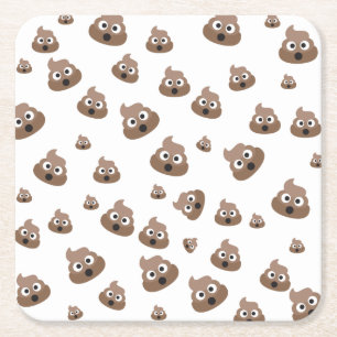 Cute Poop Emoji Mönster Underlägg Papper Kvadrat