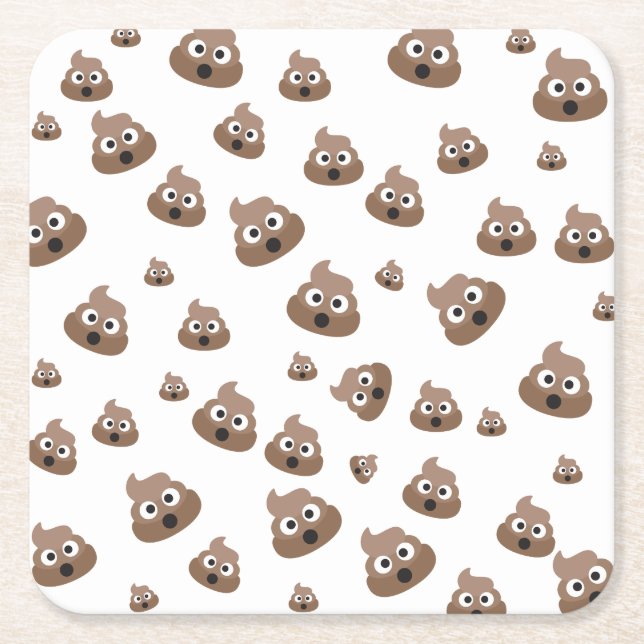 Cute Poop Emoji Mönster Underlägg Papper Kvadrat (Framsidan)