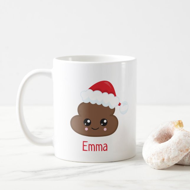 Cute Poop Emoji Personlig jul Mugg (Med munk)
