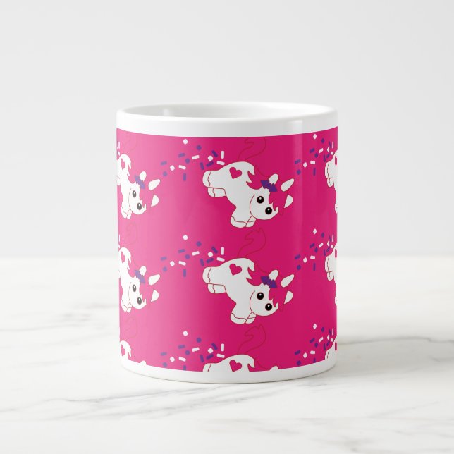 Cute Pooping Rosa Unicorn Jumbo Mugg (Framsidan)