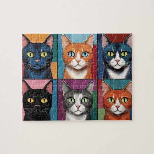 Cute Pop Art Cats Pussel (Horisontell)