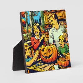 Cute Pop Art Family Carving Halloween Pumpkins