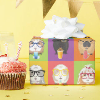 Cute Pop-Art Guinea Pig Wrapping Paper Presentpapper