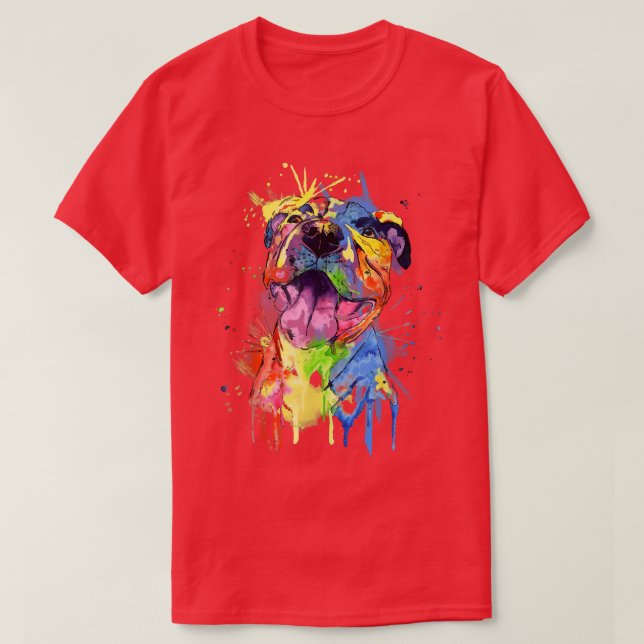 Cute Pop Art Pit Bull Terrier Pitbull Hund älskare T Shirt (Design framsida)