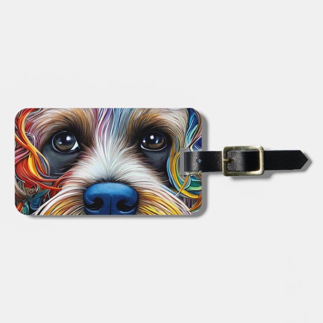 Cute Pop Art Terrier Bagagebricka (Horisontell Framsida)