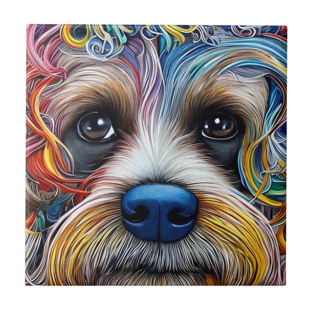 Cute Pop Art Terrier Kakelplatta (Framsidan)