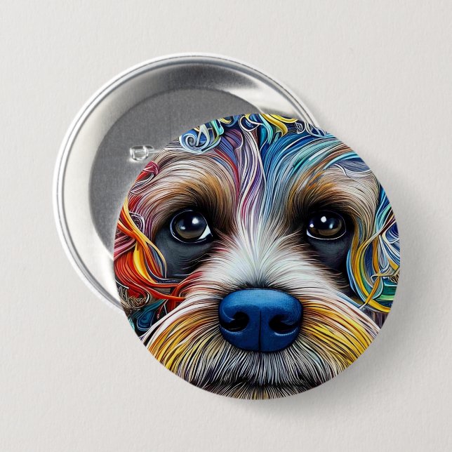 Cute Pop Art Terrier Knapp (Framsida & baksida)