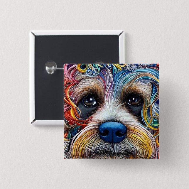 Cute Pop Art Terrier Knapp (Framsida & baksida)
