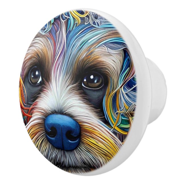 Cute Pop Art Terrier Knopp (Höger)