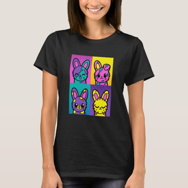 Cute Pop Bunny Rabbit Animal Bunny Mamma Pappa T Shirt (Framsida)