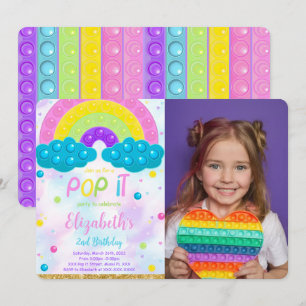Cute Pop it Birthday Photo Inbjudan