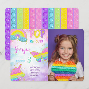 Cute Pop it Birthday Photo Inbjudan