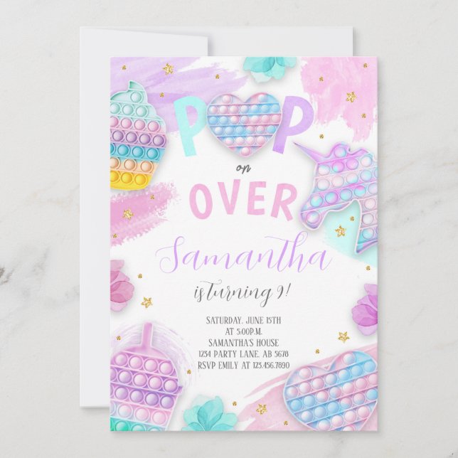 Cute Pop IT Fidget Inbjudningar (Framsida)