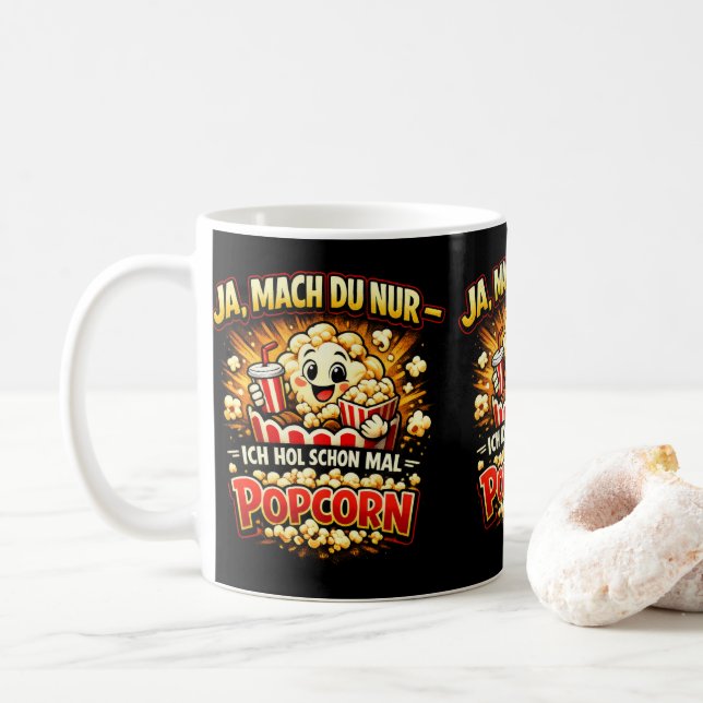 Cute Popcorn Joke – German Funny Saying Kaffemugg (Med munk)