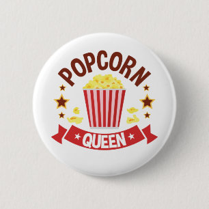 Cute Popcorn Queen Älskare Women Girls Knapp