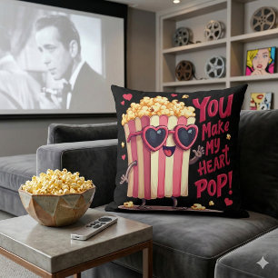 Cute Popcorn Valentine, du gör mitt hjärtepop! Kudde