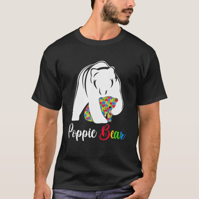 Cute Poppie Bear Autism Awareness Autistic Family T Shirt (Framsida)