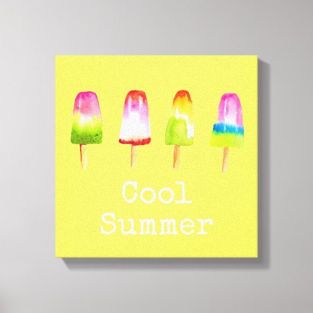 Cute popsicle-block, sommarvattenfärg canvastryck (Framsida)