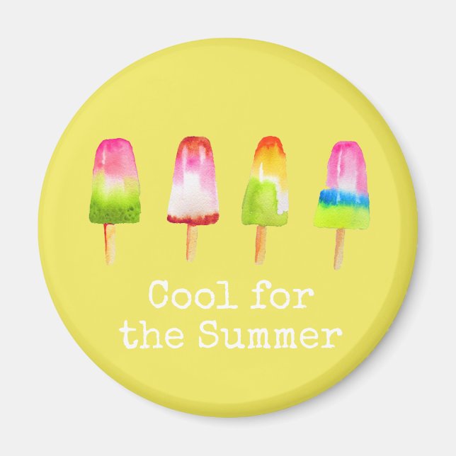 Cute popsicle-block, sommarvattenfärg magnet (Framsidan)