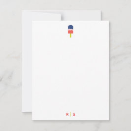Cute Popsicle Coral Blue Personlig Monogram Anteckningskort
