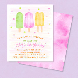 Cute Popsicles Girl Summer Birthday-inbjudan