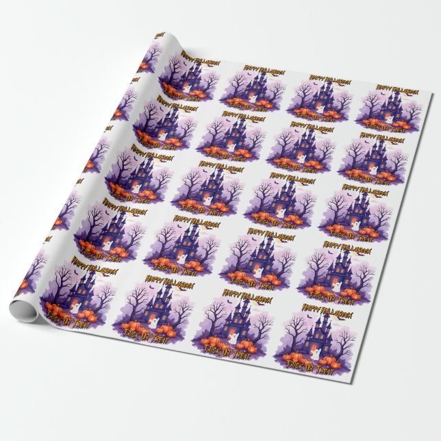 Cute Popular Halloween Spooky Collection Presentpapper (Utrullad)