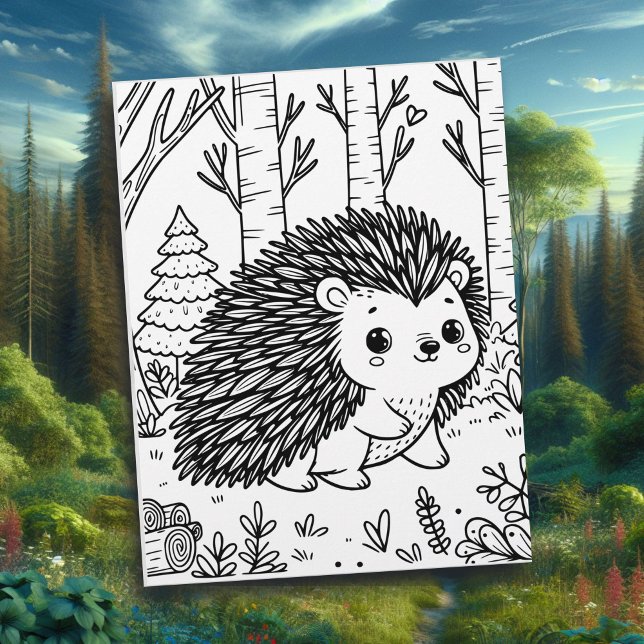 Cute Porcupine i Skogen | Färgsida (Skapare uppladdad)