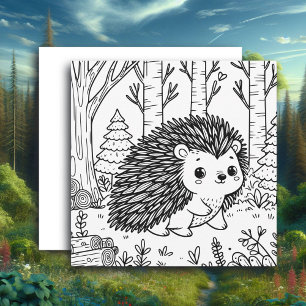 Cute Porcupine i Skogen   Färgsida Kort
