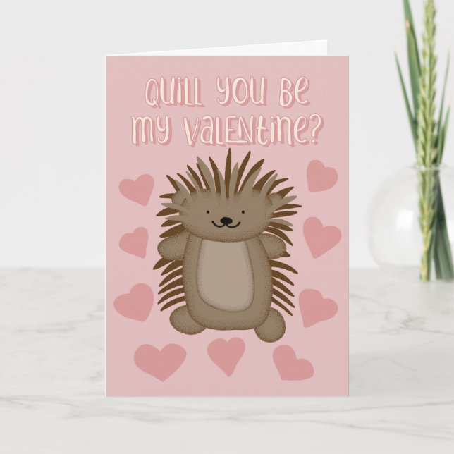 Cute Porcupine Quill du är min Valentine Kort (Framsida)