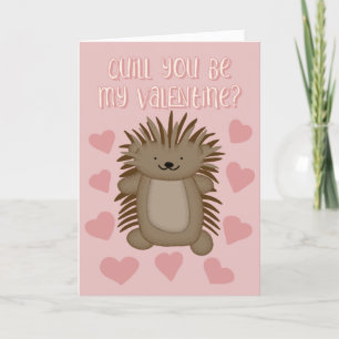 Cute Porcupine Quill du är min Valentine Kort