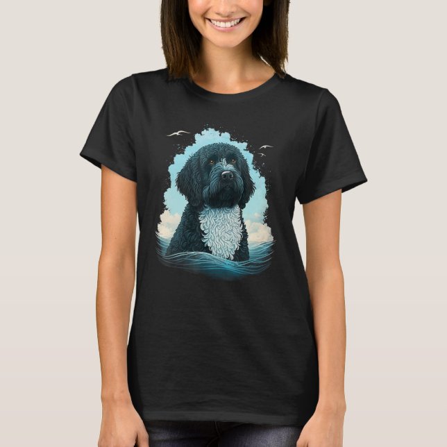Cute Portie Dog on Portuguese Water Dog  1 T Shirt (Framsida)