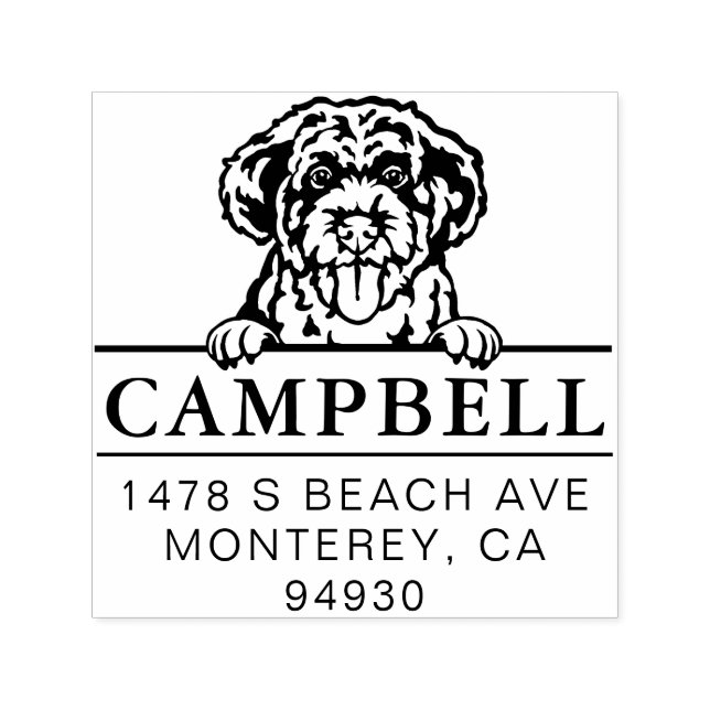 Cute Portugisiska Vatten Hund Anpassningsbar Adres Självfärgande Stämpel (Design)