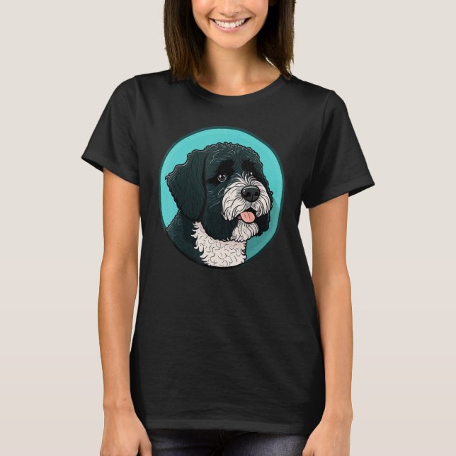 Cute Portuguese Water Dog on Portuguese Water Dog  T Shirt (Framsida)