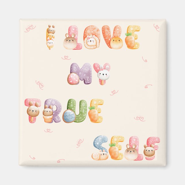 Cute Positive Motivation | Kvadratisk magnet (Framsidan)