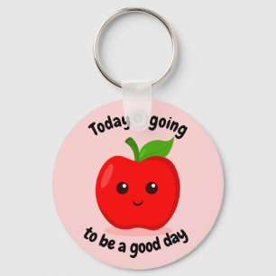 Cute Positive Motivational Kawaii Apple Nyckelring