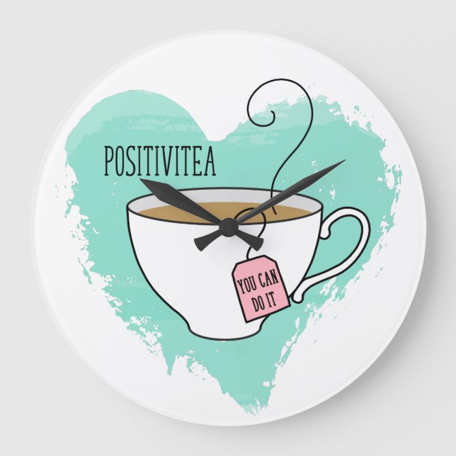 Cute Positivitea Gift för Studenten, nytt jobb Stor Klocka (Framsida)