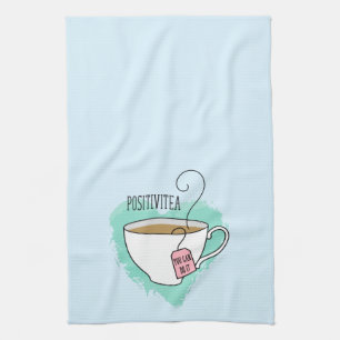 Cute Positivitea Gift för Tea Älskare Kökshandduk