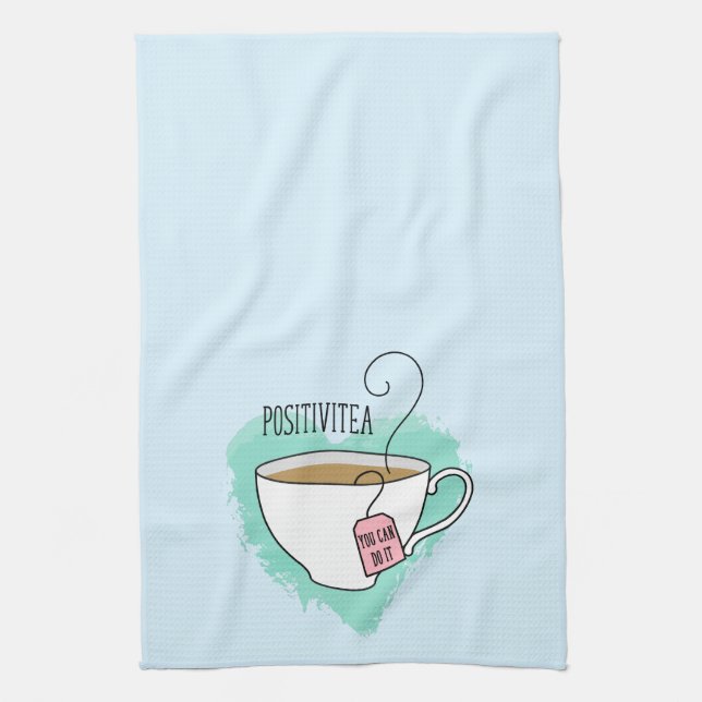 Cute Positivitea Gift för Tea Älskare Kökshandduk (Vertikal)
