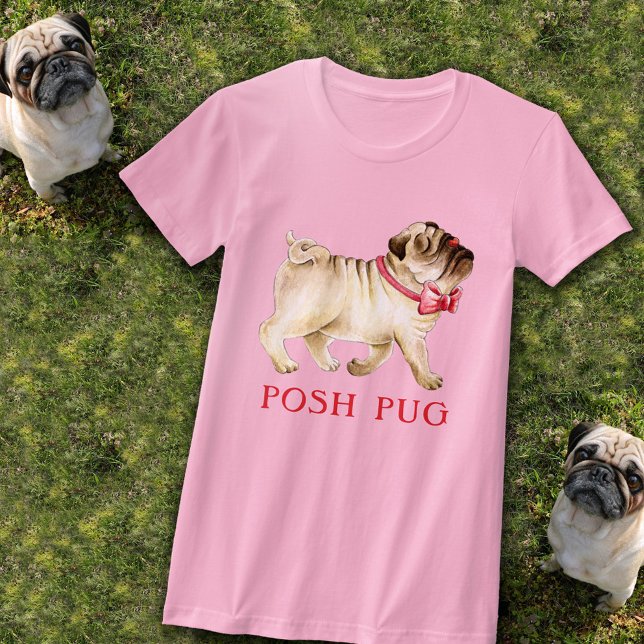 Cute pospug stollig i hund med rött bågstim t shirt (Skapare uppladdad)
