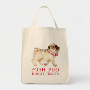 Cute pospug-stollig i hund med rött knä tygkasse