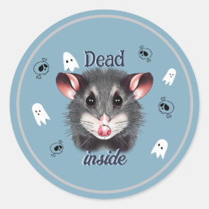 Cute Possum Dead Inside döskallars and spöken-klis Runt Klistermärke
