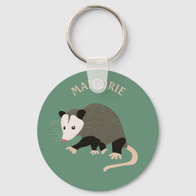 Cute Possum Illustration Personlig Ljust grönt Nyckelring (Framsida)