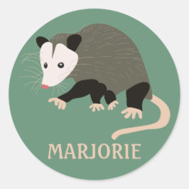 Cute Possum Illustration Personlig Ljust grönt Runt Klistermärke