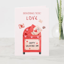 Cute Post Box Glad Valentine Day Hälsning Kort