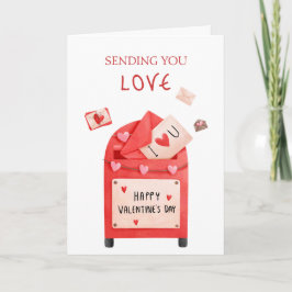 Cute Post Box Glad Valentine Day Hälsning Kort